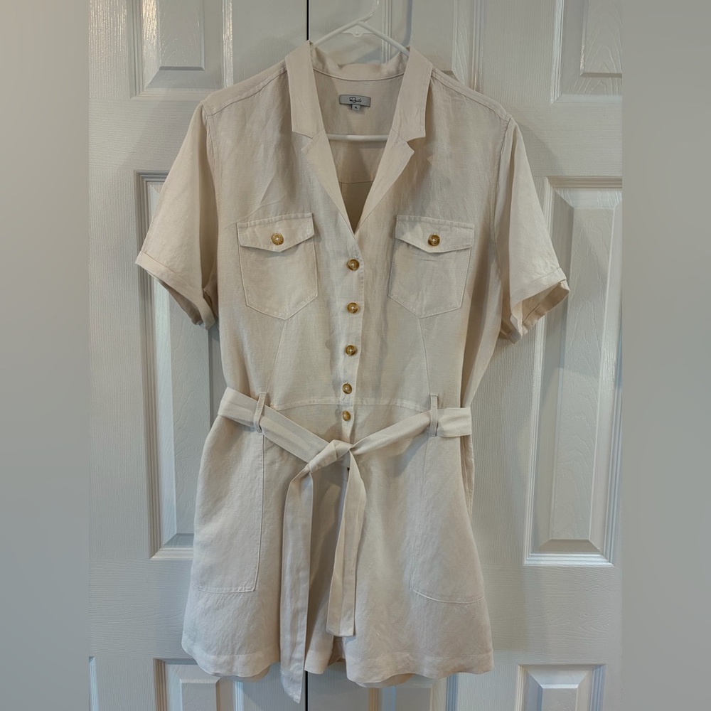 Rails Off White Georgie Linen Blend Romper Size XL